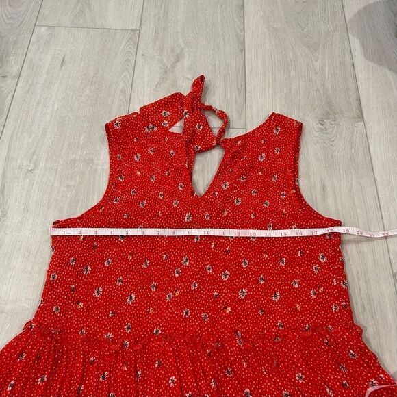 Zara trf collection pleated peplum shirt ORANGE WHITE size L - Picture 5 of 7